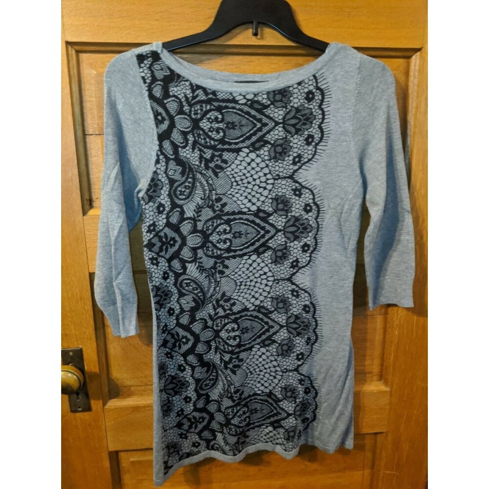 White House Black Market Sweater Dress Size S Black Gray 3/4 Sleeves Womens
